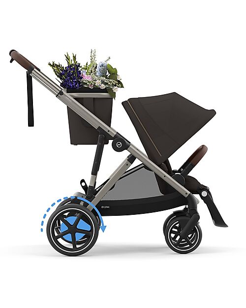 Cybex Electric Stroller E-Gazelle S - Chocolate Brown - from Birth to 4 Years - Multifunctional Double Pushchairs