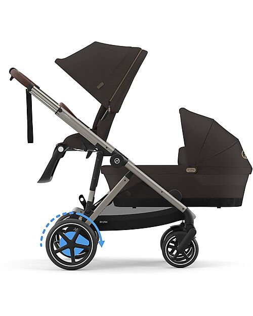 Cybex Electric Stroller E-Gazelle S - Chocolate Brown - from Birth to 4 Years - Multifunctional Double Pushchairs