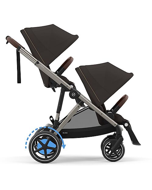 Cybex Electric Stroller E-Gazelle S - Chocolate Brown - from Birth to 4 Years - Multifunctional Double Pushchairs