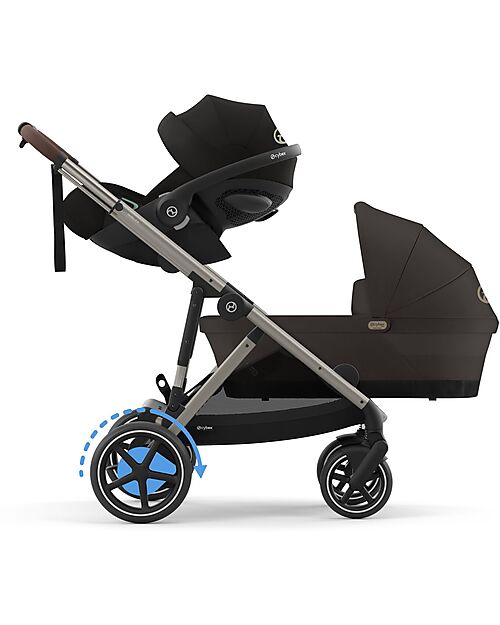 Cybex Electric Stroller E-Gazelle S - Chocolate Brown - from Birth to 4 Years - Multifunctional Double Pushchairs
