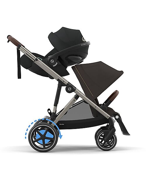 Cybex Electric Stroller E-Gazelle S - Chocolate Brown - from Birth to 4 Years - Multifunctional Double Pushchairs