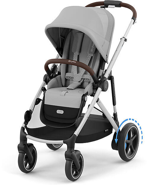 Cybex Electric Stroller E-Gazelle S - Mid Grey - from Birth to 4 Years - Multifunctional Double Pushchairs