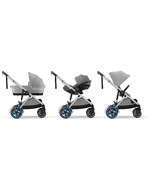 Cybex Electric Stroller E-Gazelle S - Mid Grey - from Birth to 4 Years - Multifunctional Double Pushchairs