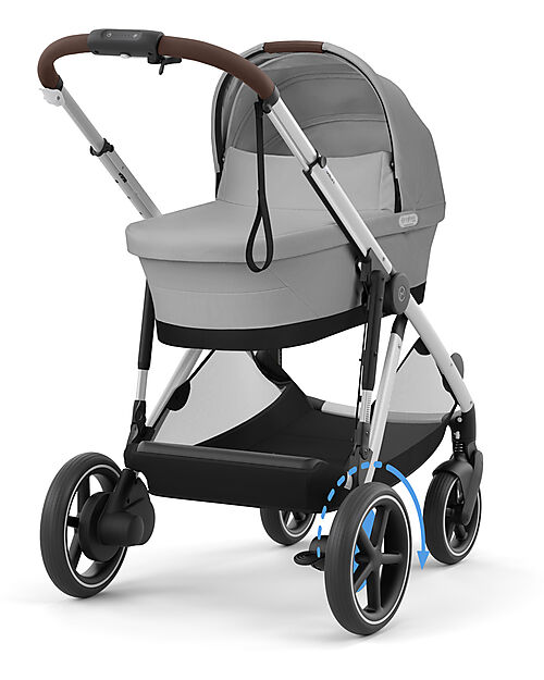 Cybex Electric Stroller E-Gazelle S - Mid Grey - from Birth to 4 Years - Multifunctional Double Pushchairs
