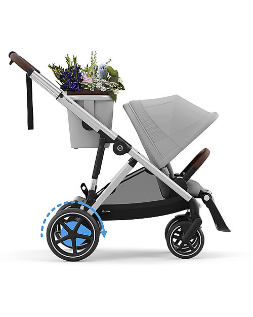 Cybex Electric Stroller E-Gazelle S - Mid Grey - from Birth to 4 Years - Multifunctional Double Pushchairs