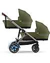 Cybex Electric Stroller E-Gazelle S - Moss Green/Khaki - from Birth to 4 Years - Multifunctional Double Pushchairs