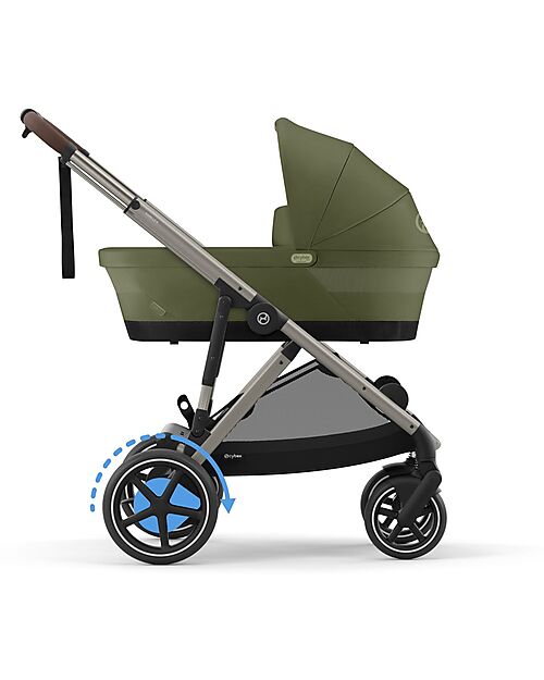 Cybex Electric Stroller E-Gazelle S - Moss Green/Khaki - from Birth to 4 Years - Multifunctional Double Pushchairs