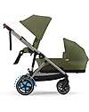 Cybex Electric Stroller E-Gazelle S - Moss Green/Khaki - from Birth to 4 Years - Multifunctional Double Pushchairs