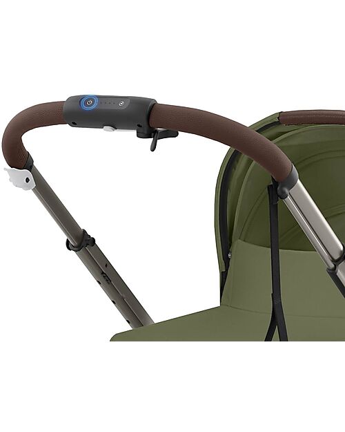 Cybex Electric Stroller E-Gazelle S - Moss Green/Khaki - from Birth to 4 Years - Multifunctional Double Pushchairs