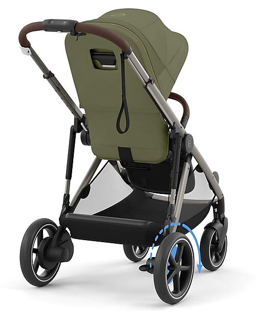 Cybex Electric Stroller E-Gazelle S - Moss Green/Khaki - from Birth to 4 Years - Multifunctional Double Pushchairs