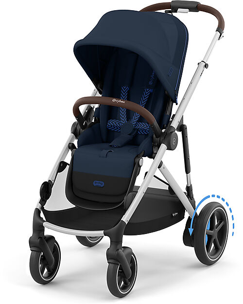 Cybex Electric Stroller E-Gazelle S - Ocean Blue/Navy Blue - from Birth to 4 Years - Multifunctional Double Pushchairs