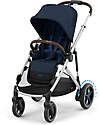 Cybex Electric Stroller E-Gazelle S - Ocean Blue/Navy Blue - from Birth to 4 Years - Multifunctional Double Pushchairs