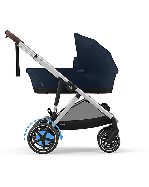 Cybex Electric Stroller E-Gazelle S - Ocean Blue/Navy Blue - from Birth to 4 Years - Multifunctional Double Pushchairs
