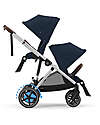 Cybex Electric Stroller E-Gazelle S - Ocean Blue/Navy Blue - from Birth to 4 Years - Multifunctional Double Pushchairs