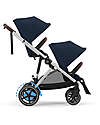 Cybex Electric Stroller E-Gazelle S - Ocean Blue/Navy Blue - from Birth to 4 Years - Multifunctional Double Pushchairs