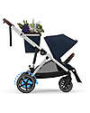Cybex Electric Stroller E-Gazelle S - Ocean Blue/Navy Blue - from Birth to 4 Years - Multifunctional Double Pushchairs