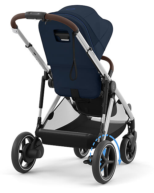 Cybex Electric Stroller E-Gazelle S - Ocean Blue/Navy Blue - from Birth to 4 Years - Multifunctional Double Pushchairs