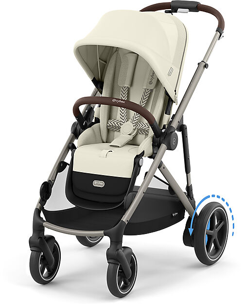 Cybex Electric Stroller E-Gazelle S - Seashell Beige/Light Beige - from Birth to 4 Years - Multifunctional Double Pushchairs
