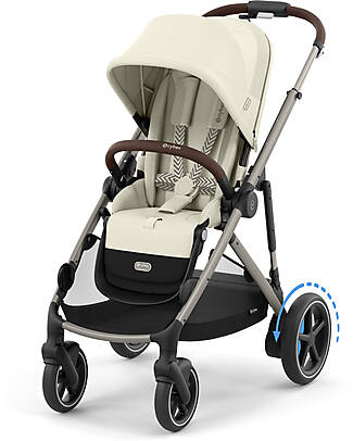 Cybex Electric Stroller E-Gazelle S - Seashell Beige/Light Beige - from Birth to 4 Years - Multifunctional Double Pushchairs