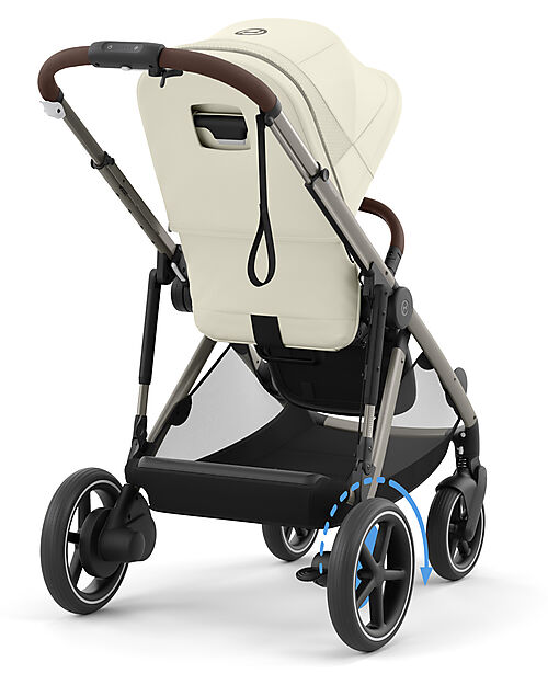 Cybex Electric Stroller E-Gazelle S - Seashell Beige/Light Beige - from Birth to 4 Years - Multifunctional Double Pushchairs