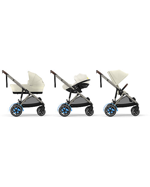 Cybex Electric Stroller E-Gazelle S - Seashell Beige/Light Beige - from Birth to 4 Years - Multifunctional Double Pushchairs