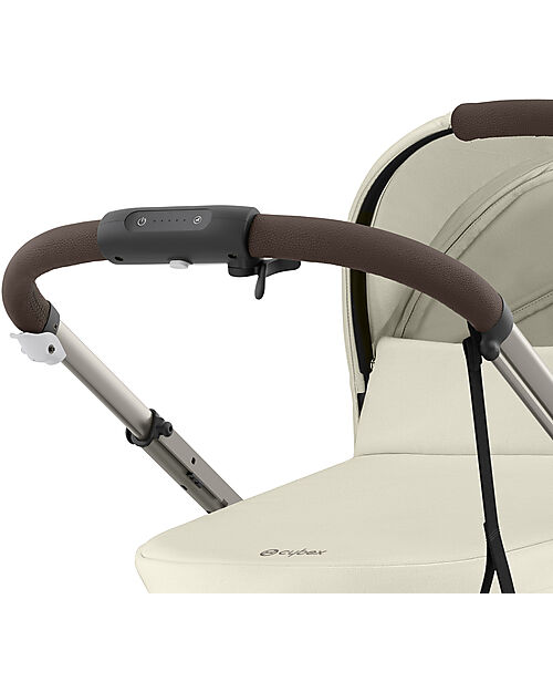 Cybex Electric Stroller E-Gazelle S - Seashell Beige/Light Beige - from Birth to 4 Years - Multifunctional Double Pushchairs