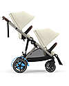 Cybex Electric Stroller E-Gazelle S - Seashell Beige/Light Beige - from Birth to 4 Years - Multifunctional Double Pushchairs