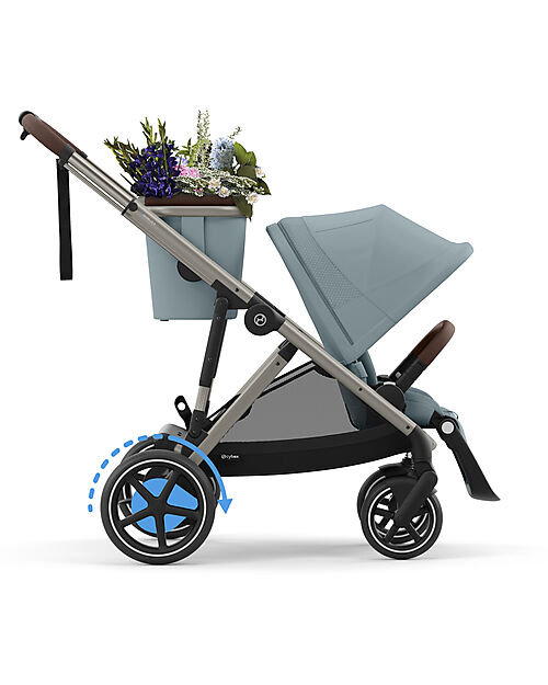 Cybex Electric Stroller E-Gazelle S - Stormy Blue/Light Blue - from Birth to 4 Years - Multifunctional Double Pushchairs