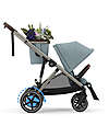 Cybex Electric Stroller E-Gazelle S - Stormy Blue/Light Blue - from Birth to 4 Years - Multifunctional Double Pushchairs