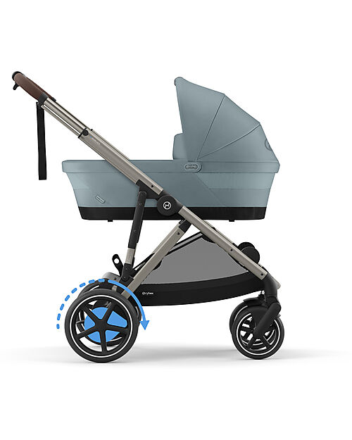 Cybex Electric Stroller E-Gazelle S - Stormy Blue/Light Blue - from Birth to 4 Years - Multifunctional Double Pushchairs