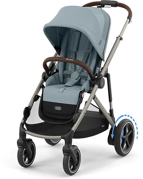 Cybex Electric Stroller E-Gazelle S - Stormy Blue/Light Blue - from Birth to 4 Years - Multifunctional Double Pushchairs