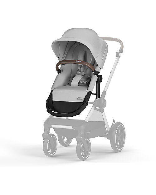 Cybex EOS Lux 2-in-1 Stroller with Interchangeable Attachments: From Carrycot to Seat - Silver Lava Grey - From Birth to 4 Years! Trio and Duo Strollers
