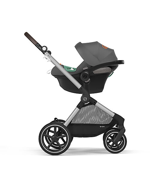 Cybex EOS Lux 2-in-1 Stroller with Interchangeable Attachments: From Carrycot to Seat - Silver Lava Grey - From Birth to 4 Years! Trio and Duo Strollers