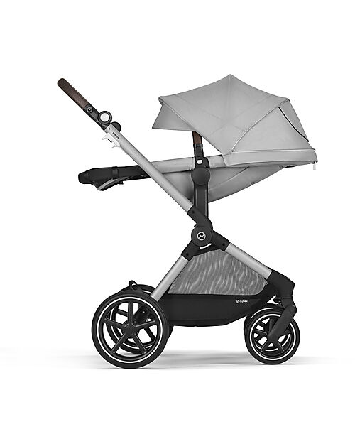 Cybex EOS Lux 2-in-1 Stroller with Interchangeable Attachments: From Carrycot to Seat - Silver Lava Grey - From Birth to 4 Years! Trio and Duo Strollers