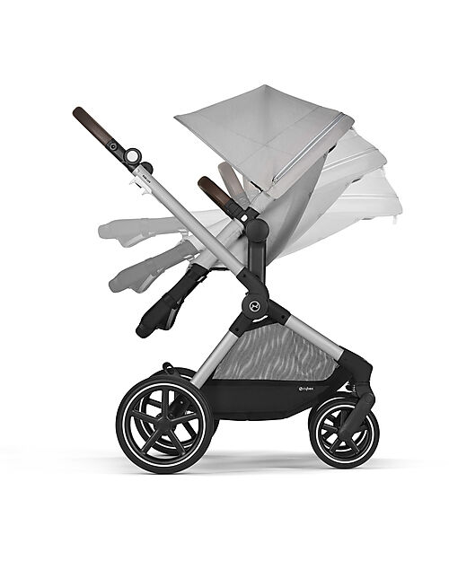 Cybex EOS Lux 2-in-1 Stroller with Interchangeable Attachments: From Carrycot to Seat - Silver Lava Grey - From Birth to 4 Years! Trio and Duo Strollers