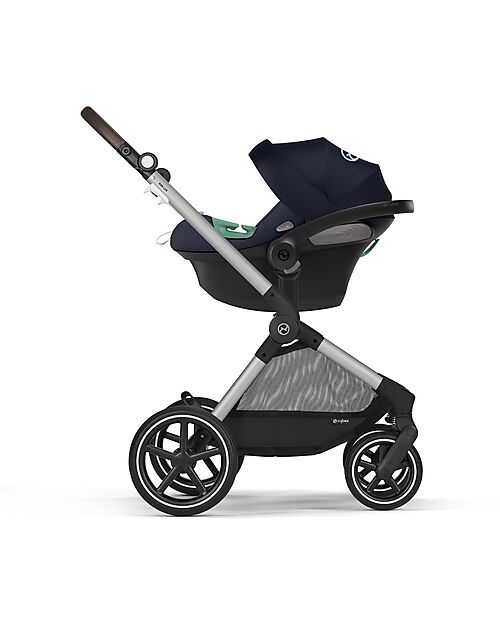 Cybex EOS Lux 2-in-1 Stroller with Interchangeable Attachments: From Carrycot to Seat - Silver Ocean Blue - From Birth to 4 Years! Trio and Duo Strollers