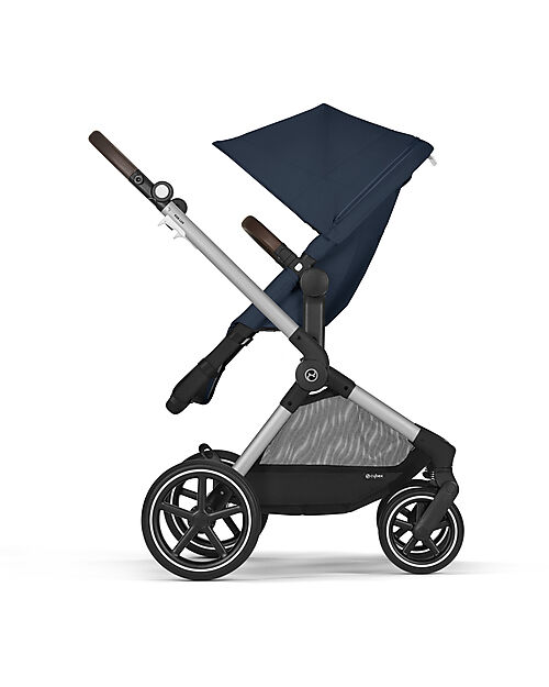 Cybex EOS Lux 2-in-1 Stroller with Interchangeable Attachments: From Carrycot to Seat - Silver Ocean Blue - From Birth to 4 Years! Trio and Duo Strollers