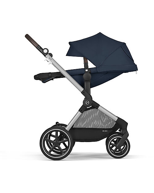 Cybex EOS Lux 2-in-1 Stroller with Interchangeable Attachments: From Carrycot to Seat - Silver Ocean Blue - From Birth to 4 Years! Trio and Duo Strollers