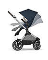 Cybex EOS Lux 2-in-1 Stroller with Interchangeable Attachments: From Carrycot to Seat - Silver Ocean Blue - From Birth to 4 Years! Trio and Duo Strollers