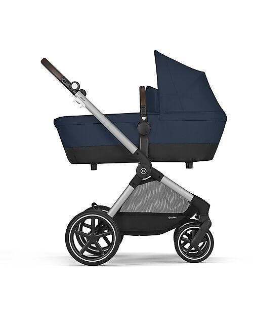 Cybex EOS Lux 2-in-1 Stroller with Interchangeable Attachments: From Carrycot to Seat - Silver Ocean Blue - From Birth to 4 Years! Trio and Duo Strollers