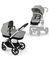 Cybex EOS Lux 2-in-1 Stroller with Interchangeable Attachments: From Carrycot to Seat - Silver Stone Grey - From Birth to 4 Years! Trio and Duo Strollers
