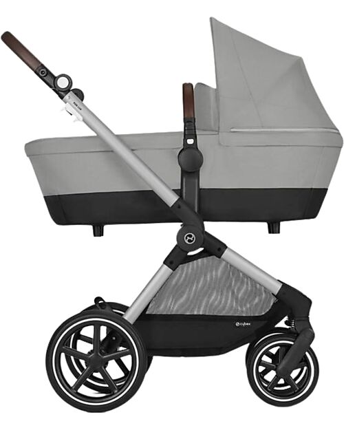 Cybex EOS Lux 2-in-1 Stroller with Interchangeable Attachments: From Carrycot to Seat - Silver Stone Grey - From Birth to 4 Years! Trio and Duo Strollers