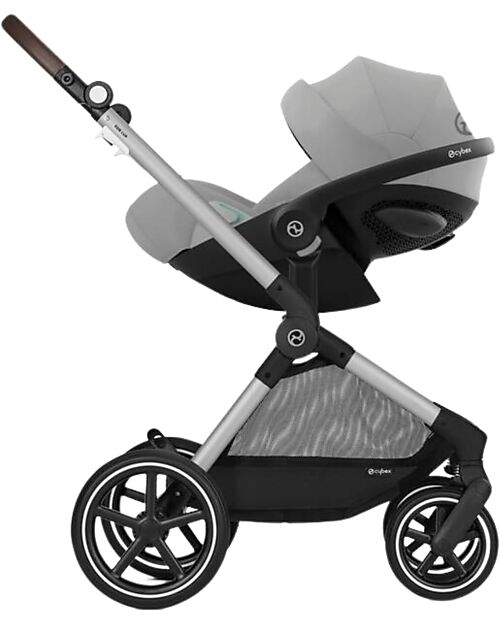 Cybex EOS Lux 2-in-1 Stroller with Interchangeable Attachments: From Carrycot to Seat - Silver Stone Grey - From Birth to 4 Years! Trio and Duo Strollers