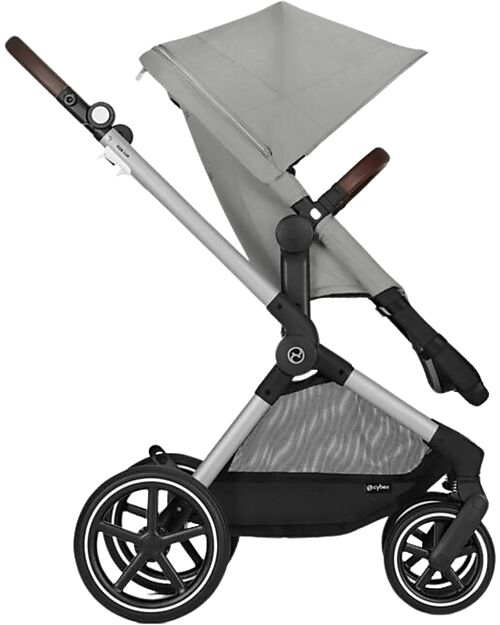 Cybex EOS Lux 2-in-1 Stroller with Interchangeable Attachments: From Carrycot to Seat - Silver Stone Grey - From Birth to 4 Years! Trio and Duo Strollers