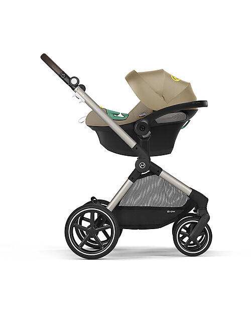 Cybex EOS Lux 2-in-1 Stroller with Interchangeable Attachments: From Carrycot to Seat - Taupe Seashell Beige - From Birth to 4 Years! Trio and Duo Strollers