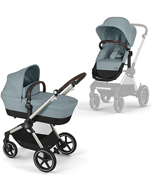 Cybex Balios S Lux 2 Stroller + Cot S Lux 2 Bundle - Taupe Frame / Sky Blue