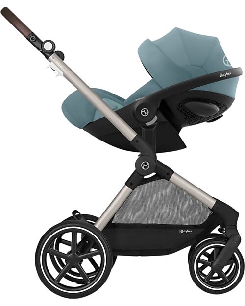 Cybex EOS Lux 2-in-1 Stroller with Interchangeable Attachments: From Carrycot to Seat - Taupe Stormy Blue - From Birth to 4 Years! Trio and Duo Strollers