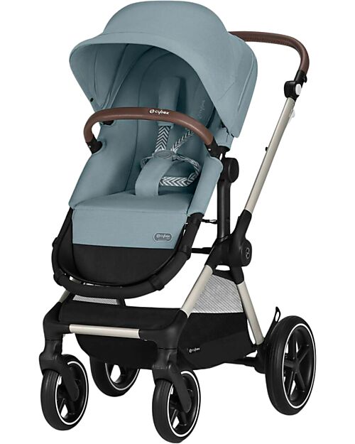 Cybex EOS Lux 2-in-1 Stroller with Interchangeable Attachments: From Carrycot to Seat - Taupe Stormy Blue - From Birth to 4 Years! Trio and Duo Strollers