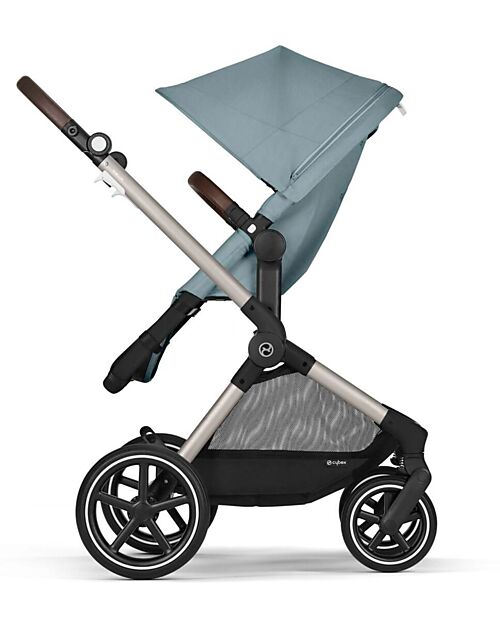Cybex EOS Lux 2-in-1 Stroller with Interchangeable Attachments: From Carrycot to Seat - Taupe Stormy Blue - From Birth to 4 Years! Trio and Duo Strollers