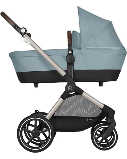 Cybex EOS Lux 2-in-1 Stroller with Interchangeable Attachments: From Carrycot to Seat - Taupe Stormy Blue - From Birth to 4 Years! Trio and Duo Strollers